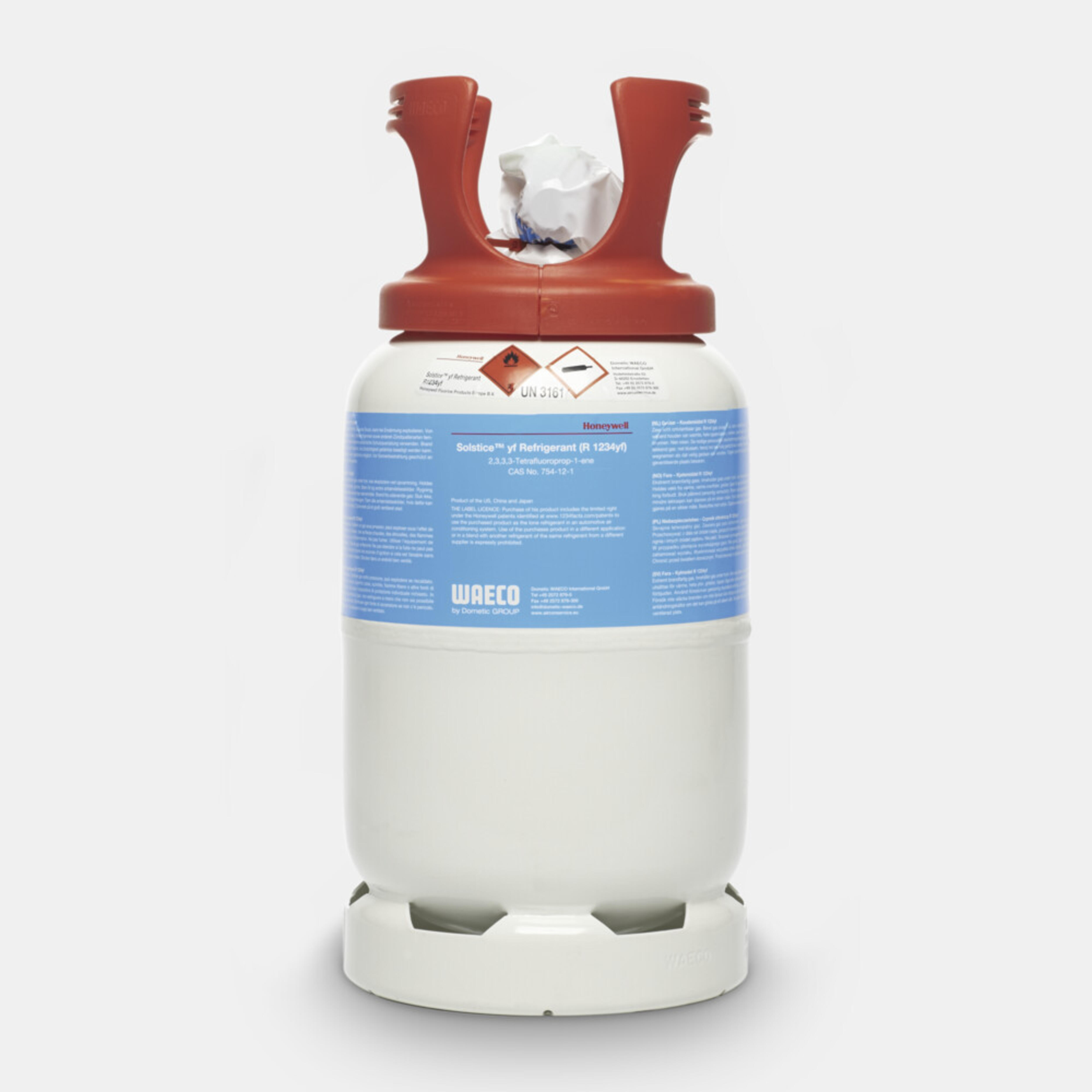 WAECO R1234yf - Genopfyldelig stålflaske til R1234yf-kølemiddel, 12 kg