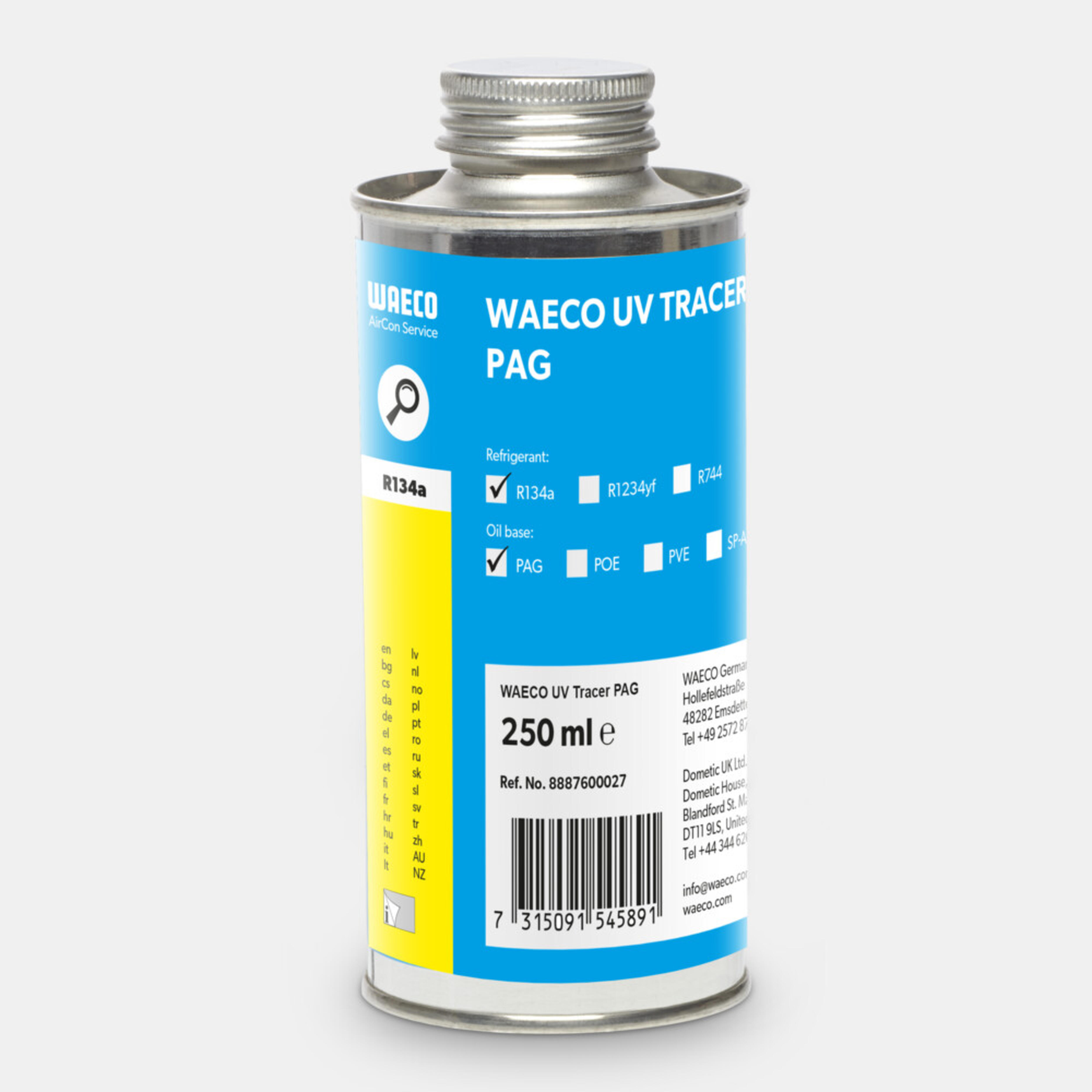 WAECO Tracer UV R134a - WAECO Tracer UV-Farbstoff, PAG-Ölbasis, R134a, Dose 250 ml