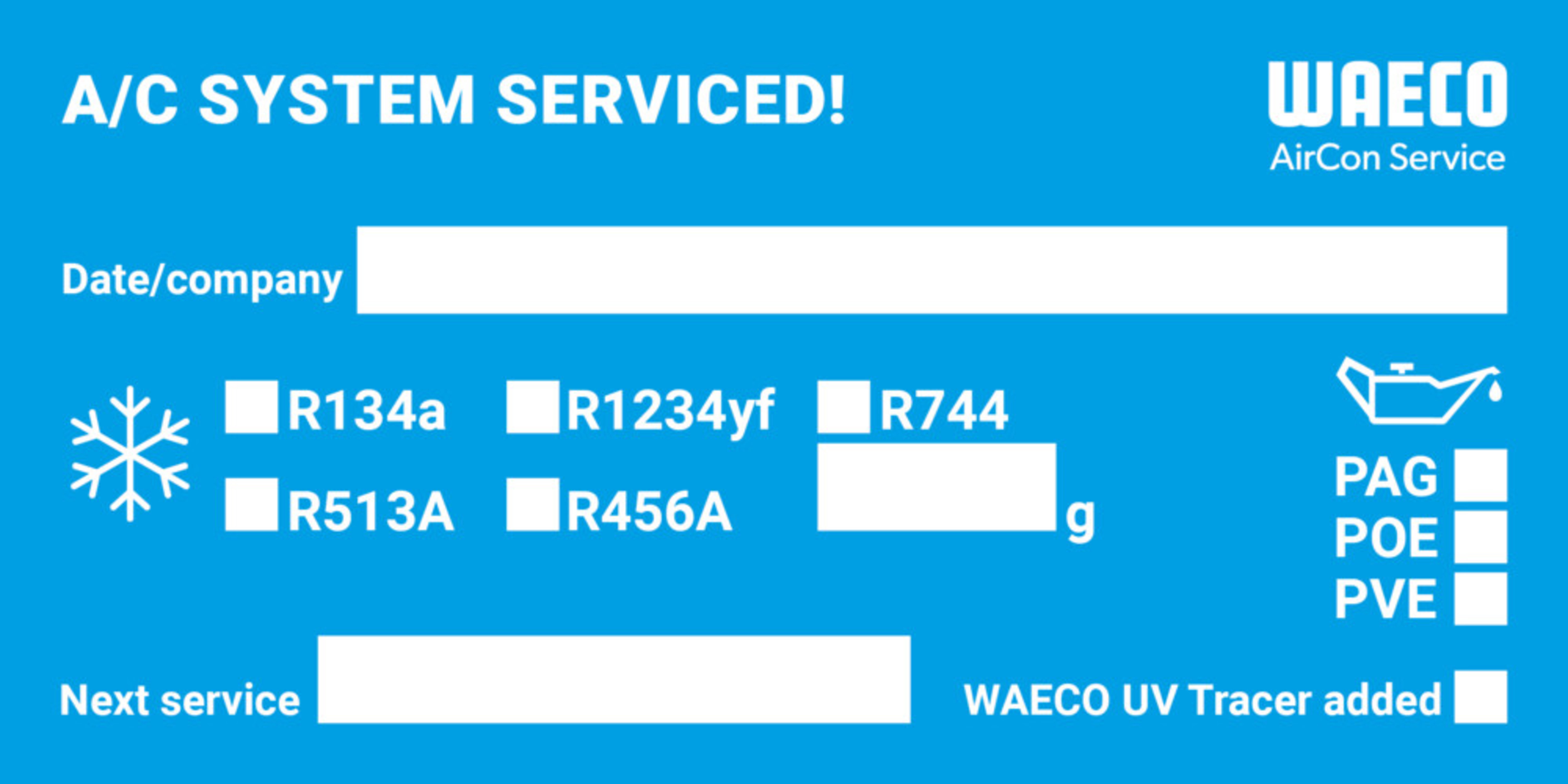 WAECO STICKER - Huoltotarrat, 5 kpl